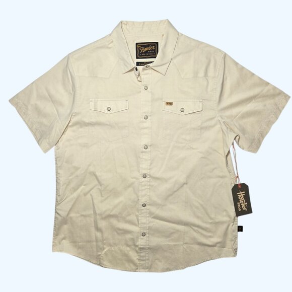 Howler Bros H Bar B Short Sleeve Snapshirt Bone Mens Large NEW Western READ - Picture 3 of 8